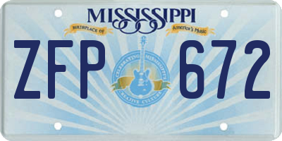 MS license plate ZFP672