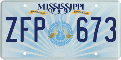 MS license plate ZFP673