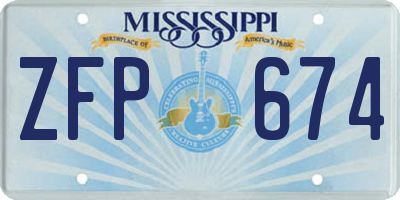 MS license plate ZFP674