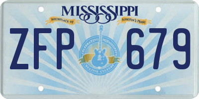 MS license plate ZFP679