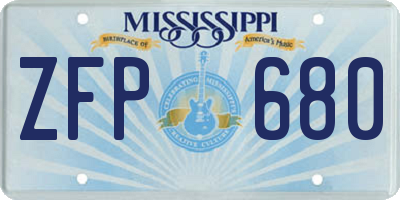 MS license plate ZFP680