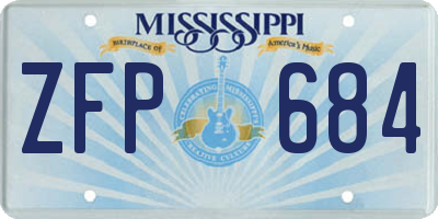 MS license plate ZFP684