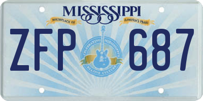 MS license plate ZFP687