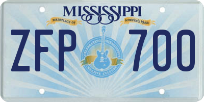 MS license plate ZFP700