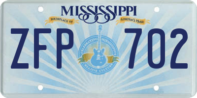 MS license plate ZFP702