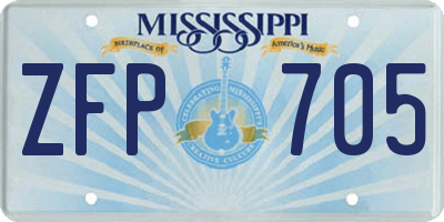 MS license plate ZFP705