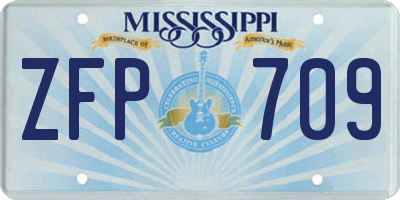 MS license plate ZFP709