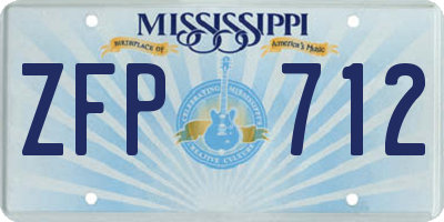 MS license plate ZFP712