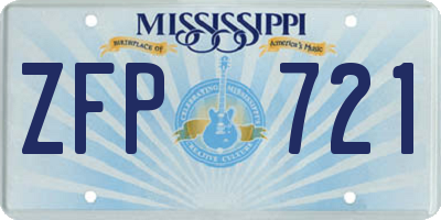 MS license plate ZFP721