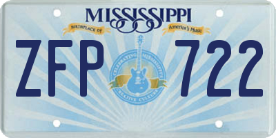 MS license plate ZFP722