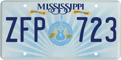 MS license plate ZFP723