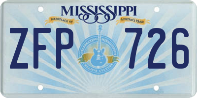 MS license plate ZFP726