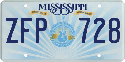 MS license plate ZFP728