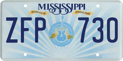 MS license plate ZFP730