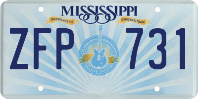 MS license plate ZFP731