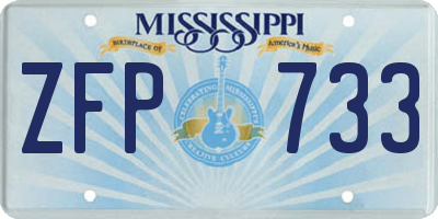 MS license plate ZFP733