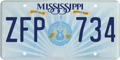 MS license plate ZFP734