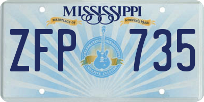 MS license plate ZFP735