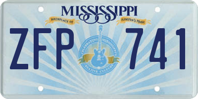 MS license plate ZFP741