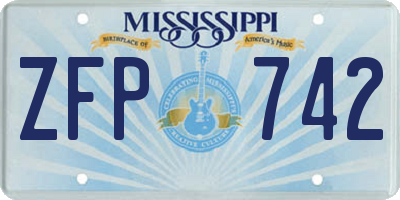 MS license plate ZFP742
