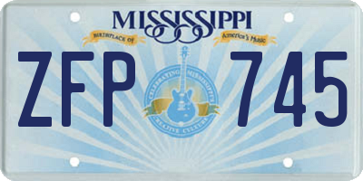 MS license plate ZFP745