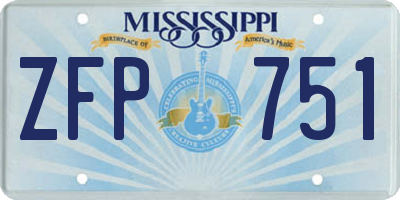 MS license plate ZFP751