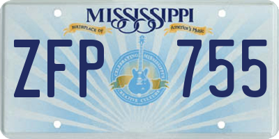 MS license plate ZFP755