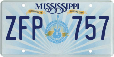MS license plate ZFP757