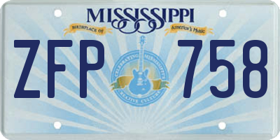 MS license plate ZFP758
