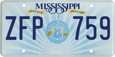 MS license plate ZFP759
