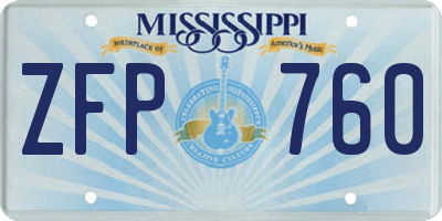 MS license plate ZFP760