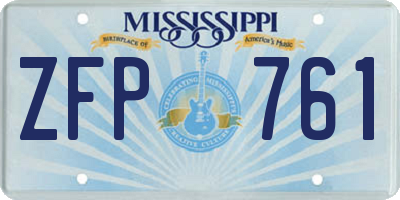 MS license plate ZFP761