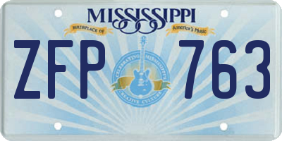 MS license plate ZFP763