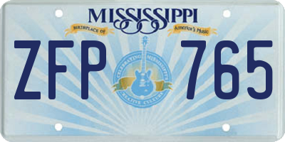 MS license plate ZFP765