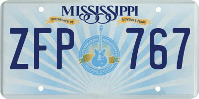 MS license plate ZFP767