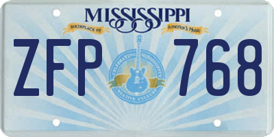 MS license plate ZFP768