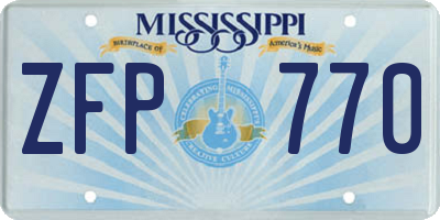 MS license plate ZFP770