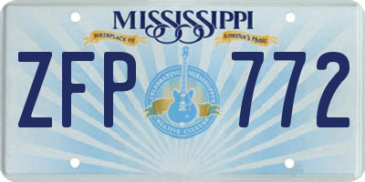 MS license plate ZFP772