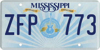 MS license plate ZFP773