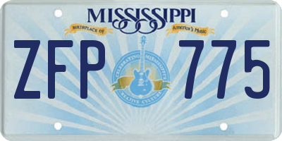 MS license plate ZFP775