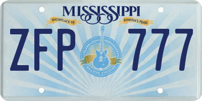 MS license plate ZFP777