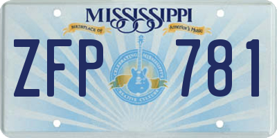 MS license plate ZFP781