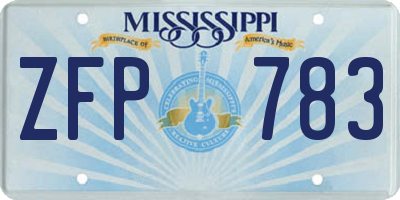 MS license plate ZFP783