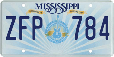 MS license plate ZFP784