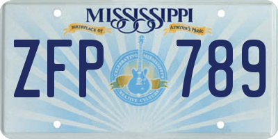 MS license plate ZFP789