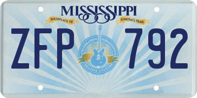 MS license plate ZFP792