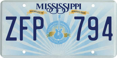 MS license plate ZFP794