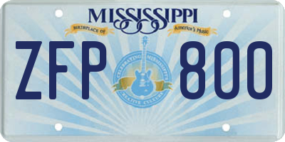 MS license plate ZFP800