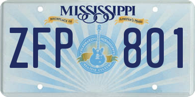MS license plate ZFP801