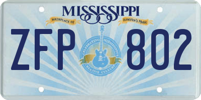 MS license plate ZFP802